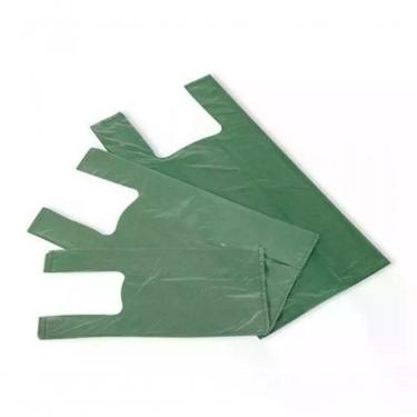 Imagem de Sacola Plástica Reciclada Sacolinhas para Transporte de Produtos Até 15 kg Verde Fardo 5 kg Higipack
