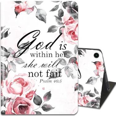 Imagem de FOKBVNFLL Capa para Galaxy Tab A9+/A9 Plus 27.7 cm 2023, capa com suporte à prova de choque com despertar/hibernar automático para tablet Samsung Galaxy A9+ SM-X210/X216/X218, flores Salmo 46: 5
