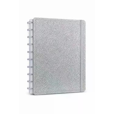 Imagem de Caderno Shine Prata Capa Dura Disco Reposicionável Médio M - Disko