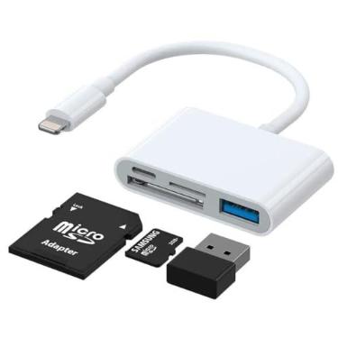 Imagem de Adaptador Tipo C SD com Leitor de Cartão USB 3.0, Entrada Tipo C, USB, Branco