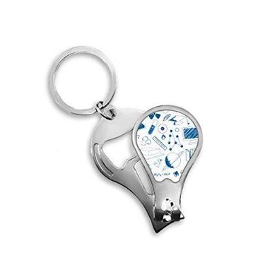Imagem de Blue Grid Strokes Símbolo Química Cortador de Unhas Abridor Chaveiro Tesoura