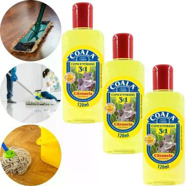 Imagem de KIT 3 DESINFETANTE CONCENTRADO COALA 3 EM 1 FRASCO 120ml CITRONELA