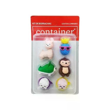 Imagem de Kit de Borrachas Dermiwil Container 3D com 6 Unidades em Formato de Animais Divertidos para Crianças