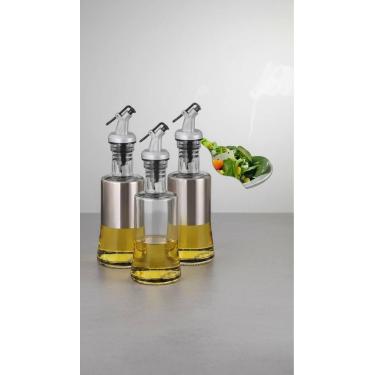 Imagem de Kit 3 Galheteiros Bico Dosador Vidro e Aço Inox - Congratulations Stor