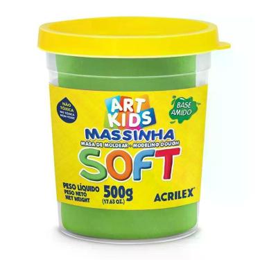 Imagem de Massinha para Modelar Escolar Acrilex Soft à Base de Amido Não Tóxica Super Macia com Aroma Agradável 500G Pote Único