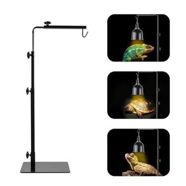 Imagem de LUCKY HERP Suporte Para Lâmpada De Répteis, Ajustável Metal Luminária Chão 14-32", Térmico Aquecimento Terrário Vidro E Abajur Cúpula