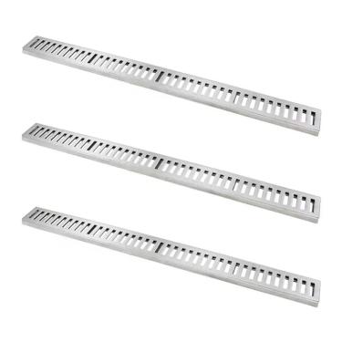 Imagem de Kit Ralo Grelha Linear 7126X3GDA Captação Águas Pluviais Alto Padrão Alumínio Fundido Escovado GDA Industria
