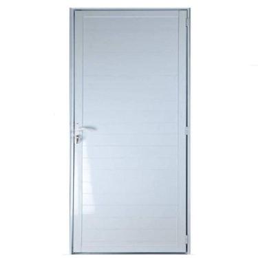 Imagem de Porta de Alumínio Lambril Branco com Maçaneta - DC, Direita, 210 x 90