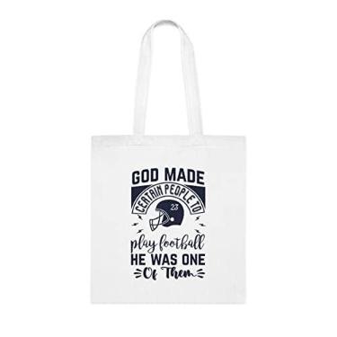Imagem de Sacola God Made Certain People To Play Futebol americano, presente divertido, bolsa de ombro, bolsas reutilizáveis, cesta de Natal de aniversário, ideia de presente, Branco