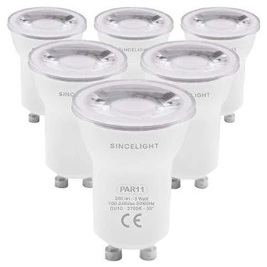 Imagem de MR11 Mini Dicróica com Base GU10, Lâmpada LED, 3W, 100-240 Volts, 250lm, IRC≈85, 2700K Branco Quente, pacote de 6