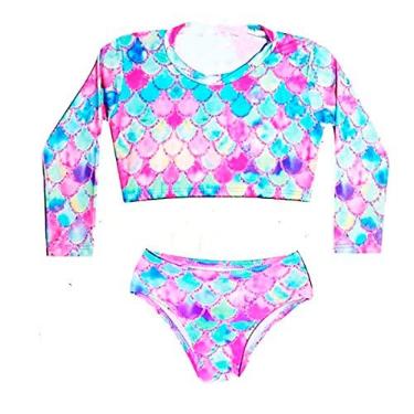 Imagem de Biquini Infantil + Blusa Cropped Proteção Solar Uv50 Sereia