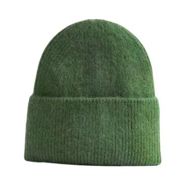 Imagem de Gorro Feminino Azul De Lã Cashmere E Pele De Coelho Angorá, Quente E M