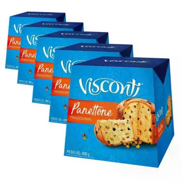 Imagem de 5 Panetones Visconti, Tradicional, Pannetone de 400g