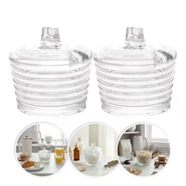 Imagem de Açucareiro Colmeia com Tampa em Cristal Design Moderno e Compacto para Mesa de Café Transparente Lyor