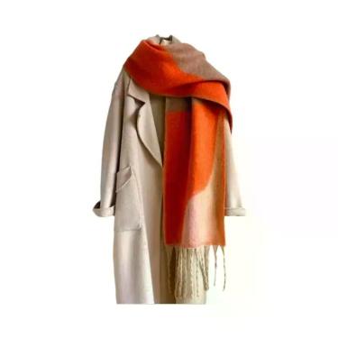 Imagem de Cachecol Elegante De Imitação De Cashmere Com Franjas Para Homens E Mu
