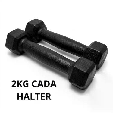 Imagem de Par De Halter 2kg Sextavado Pintado Profissional Treino Peso - FERDUOR