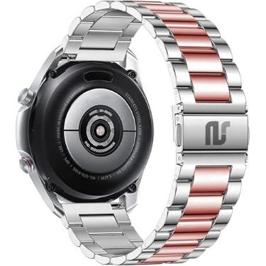 Imagem de Pulseira NSmart magnética em aço inoxidável compativel com Galaxy Watch 6 - Galaxy Watch 6 Classic - Galaxy Watch 5 - Galaxy Watch 5 Pro - Galaxy Watch 4 Classic (único, Prata Rose Pink 3 Elos)