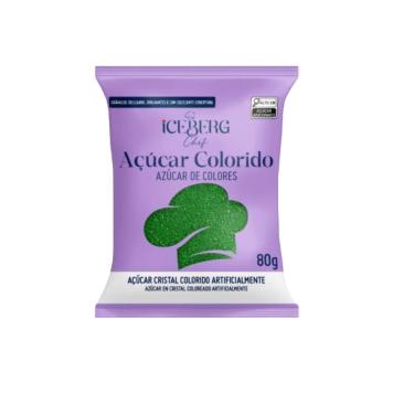 Imagem de Açúcar Cristal Colorido para Confeitaria Fina 80g cada Iceberg, Verde 