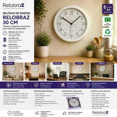 Imagem de Relógio de Parede Relobraz 30CM Analógico Clássico e Silencioso Floral 30CM