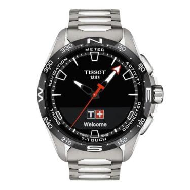 Imagem de Tissot Relógio de quartzo tátil suíço unissex T-Touch Connect Solar Antimagnético com pulseira, cinza, 23 (Modelo: T1214204405100), Cinza, Relógio de quartzo