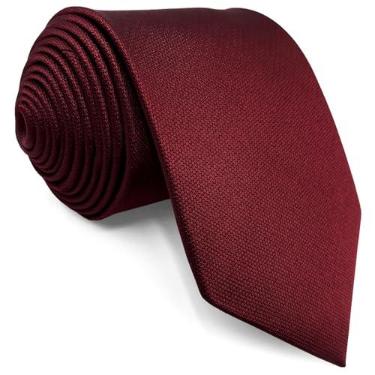 Imagem de S&W SHLAX&WING Conjunto de gravatas longas de seda de casamento vermelho sólido para homens com lenço