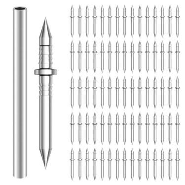 Imagem de Bykonh 300 peças de pregos de cabeça dupla para rodapés, unhas invisíveis com ferramentas de manga, pregos de rodapé de duas cabeças para instalação de rodapé de madeira maciça sem costura