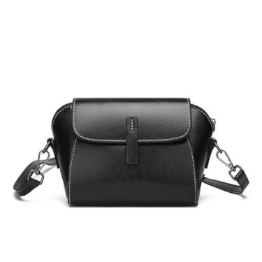 Imagem de ANNI RIEL Bolsa tiracolo de couro genuíno para mulheres, moda, retrô, carteira, bolsas de ombro pequenas, bolsa de mão de couro vegano, Preto