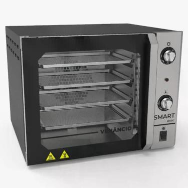 Imagem de Forno Convector Venâncio Smart Basic 4 Esteiras Com Corpo Preto E Painel Inox 127v Fcsb4eprin