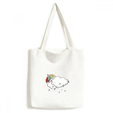 Imagem de Guarda-chuva Weather Cloud Ilustration Pattern Tote Canvas Bag Shopping Satchel Casual Bolsa