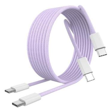 Imagem de [Certificado MFi] Cabo de carregamento USB C para USB C para iPhone 16/16 Plus/16 Pro/16 Pro Max/15/15 Plus/15 Pro/15 Pro Max/Galaxy/Pixel, pacote com 2 cabos de carregamento 60W tecido para iPhone 16