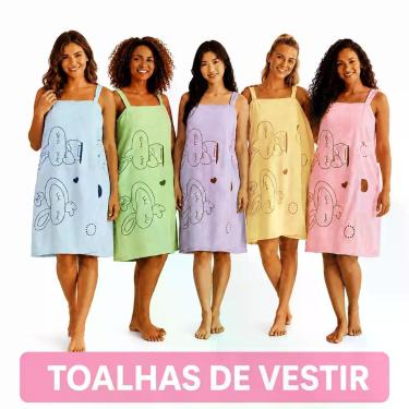Imagem de Toalha Feminina vestido Saída de Banho praia com Alças - Envio Naciona
