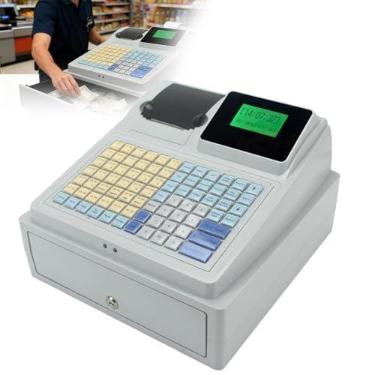 Imagem de Caixa Registradora De 81 Teclas Para Pequenas Empresas, Sistema De Gerenciamento De Caixa Com Gaveta, Teclado Plano E Impressora TéRmica, Com Scanner Para Pequenas Empresas