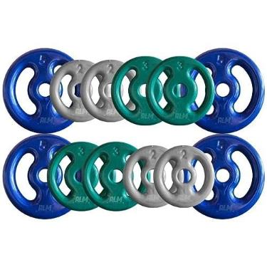 Imagem de Combo com 12 Anilhas Emborrachadas - 40 Kg