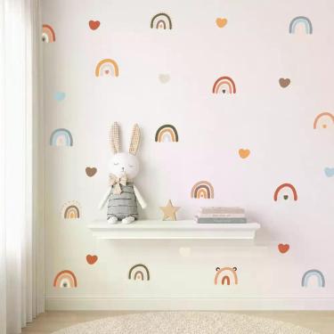 Imagem de Adesivo De Parede Arco Íris Tons Terrosos Decoração Minimalista Para Q