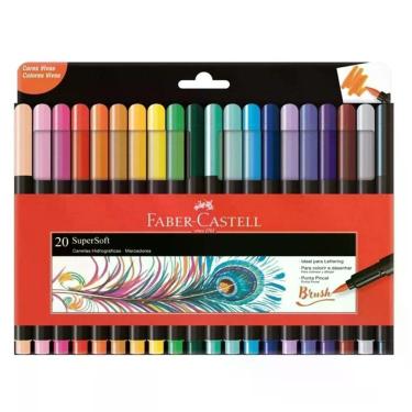 Imagem de Kit Caneta Hidrográfica Supersoft Brush 150720soft 20 Cores - Faber Castell