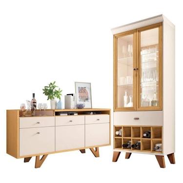 Imagem de Buffet Soft e Cristaleira Ópera Off White Cinamomo  HB Móveis - HB Mov
