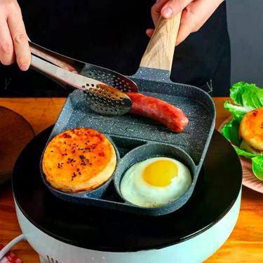 Imagem de Frigideira Antiaderente 3 Ou 4 Partes Ovos Carne Hambúrguer - 3 EM 1