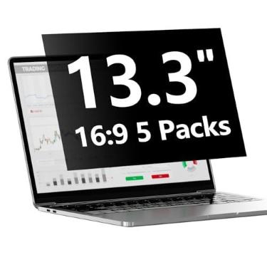 Imagem de Protetor de tela de privacidade para laptop, 5 pacotes, 13,3 polegadas com HP Dell, Acer, Asus, Samsung, LG e mais, filtro de proteção de segurança removível para monitor portátil com proporção de