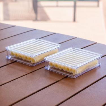 Imagem de Kit Porta Frios Presunto Queijo Kit Acrílico Resistente Duplo Com Tamp