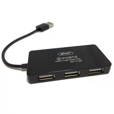 Imagem de Mini Hub Usb 2.0 4 Portas Slim 480mbps Knup Kp-t109 Preto