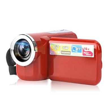 Imagem de EBTOOLS Câmera de vídeo digital, filmadora digital infantil portátil com tela LCD TFT colorida de 5 cm, adequada para exercícios/ciclismo/montanha/corrida (vermelho)