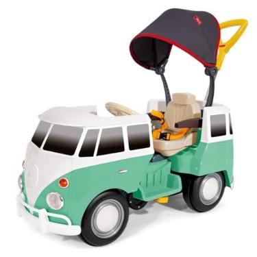 Imagem de Kombi Infantil 2 em 1 Passeio e Pedal, Policar, Kombus Com Empurrador Poliplac, Verde
