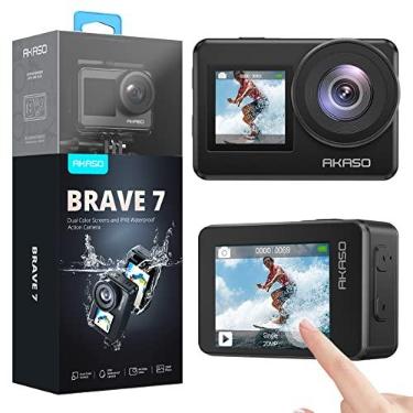Imagem de Câmera de Ação AKASO Brave 7, 4K30FPS, 20MP, Wi-Fi, Tela Sensível ao Toque, IPX8 à Prova D'água, EIS 2.0, Controle de Voz, 2 Baterias