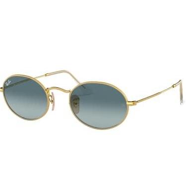 Imagem de Óculos de Sol Ray-Ban Oval 0RB3547 001/3M Tam 54 / Ouro - Lentes Azul Gradiente