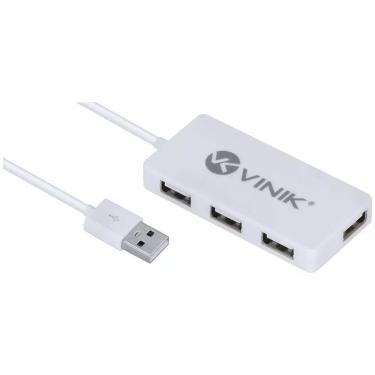 Imagem de Hub USB 2.0 HUV-20 com 4 Portas e 1,2m de Cabo Proteção de Sobrecarga Branco Vinik