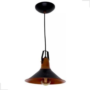Imagem de Pendente Luminária Lustre Retro Colonial Alumínio Moderno Rústico Teto cobre Soquete Cabo Slim E27 Embutir Lâmpada 110V 220V Venzone (Preto)