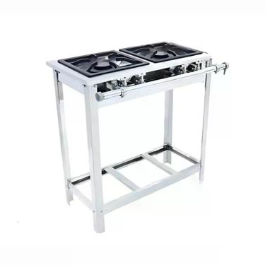 Imagem de Fogão a Gás Industrial Extra Inox EI2D2P 2 Bocas Duplas Grelha 30x30cm com Pé Venâncio