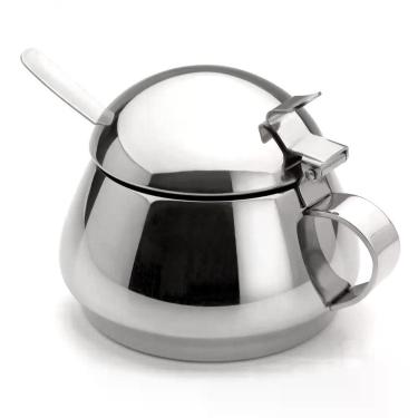Imagem de Açucareiro De Mesa Todo De Inox 250g Acompanha Colher Lyr Porta Açucar Servir Chá Café Casa Cozinha