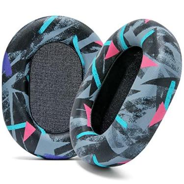 Imagem de WC Wicked Cushions Earpads Earsos Extra para Sony XM5 - Almofadas de couro PU macio, ruído luxuoso Isolamento de espuma de memória, espessura adicional | Black dos anos 90