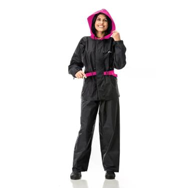 Imagem de Conjunto Capa de Chuva Feminino Nylon Forro Capuz Pantaneiro, Preto, R